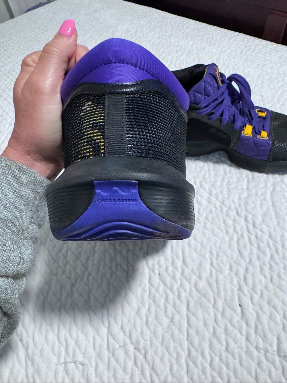 Nike Kids Black, Purple & Yellow Basketball Sneakers - Picture 4 of 6